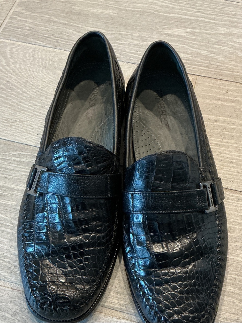 Brass Boot Genuine Caiman Alligator Black Leather Loafers Men’s Sz 10.5M
